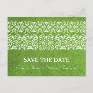 Green Modern Bohemian Save the Date Postcard