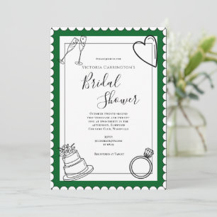 Green Modern Bridal Shower Invitation