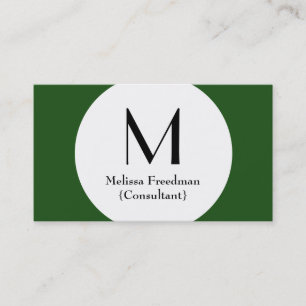 Green Modern Circle Custom Monogram Business Cards
