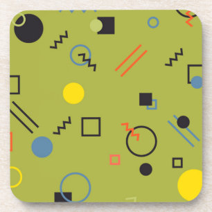 Green, modern, cool, trendy, urban,Memphis pattern Coaster