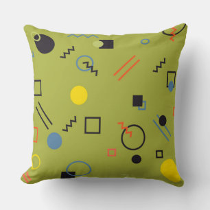 Green, modern, cool, trendy, urban,Memphis pattern Throw Pillow