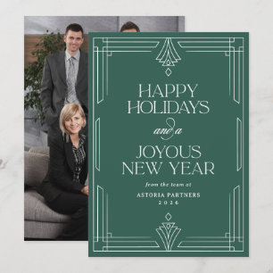 Green Modern Deco Elegant Corporate Happy Holidays Holiday Card