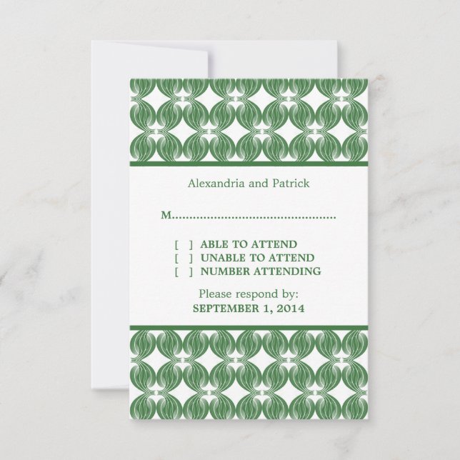 Green Modern Deco Response Card (Front)