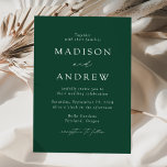 Green Modern Elegance Wedding Invitation<br><div class="desc">Minimalist,  modern wedding invitation featuring your wedding details in white lettering with calligraphy script accents. The dark green background can be changed to a color of your choice. Designed to coordinate with our Modern Elegance wedding collection.</div>