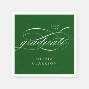 Green Modern Elegant Script Graduation Party Napkin