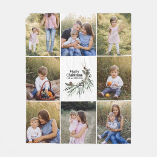 Green modern elegant watercolor botanical 8 photo  fleece blanket