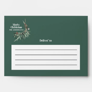 Green modern elegant watercolor botanical rustic e envelope