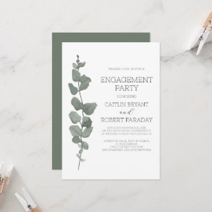 Green Modern Engagement Party Invitation