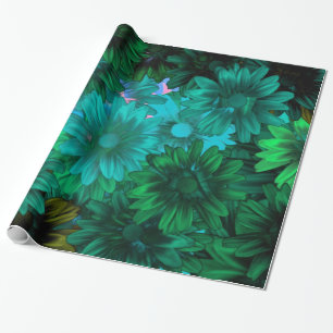 Green modern floral wrapping paper