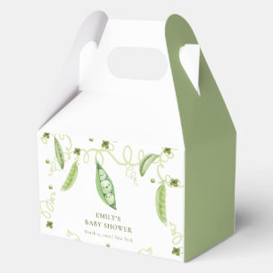 Green Modern Garden Sweet Pea In Pod Baby Shower Favor Box