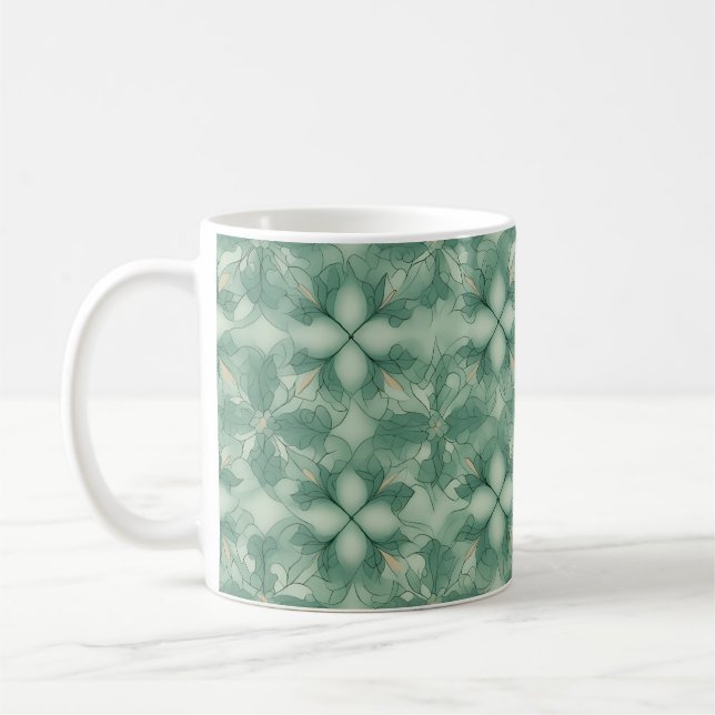 Green Modern Geo Pattern Coffee Mug (Left)