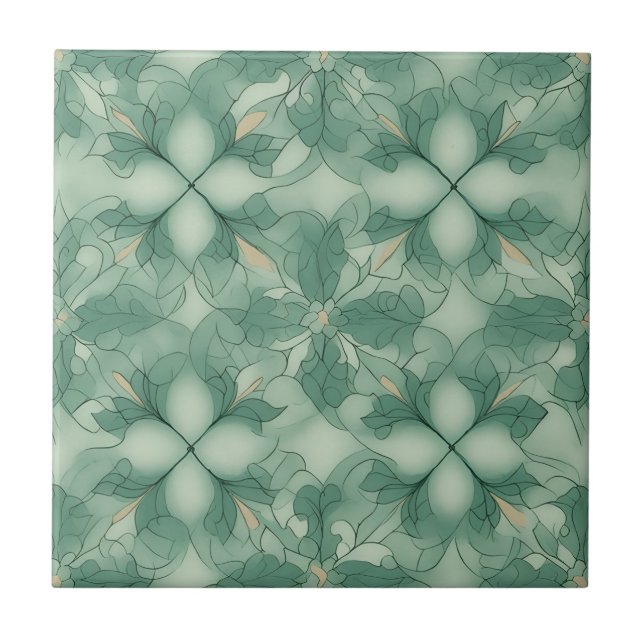 Green Modern Geo Pattern Tile (Front)