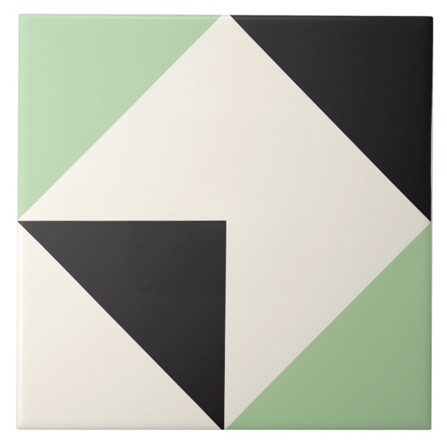 Green Modern Geometric Shape Pattern Tile (Front)
