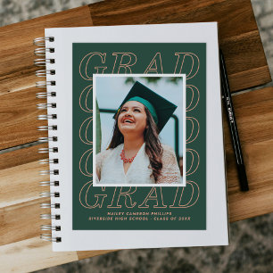 Green Modern Grad Typography Graduation Photo Card