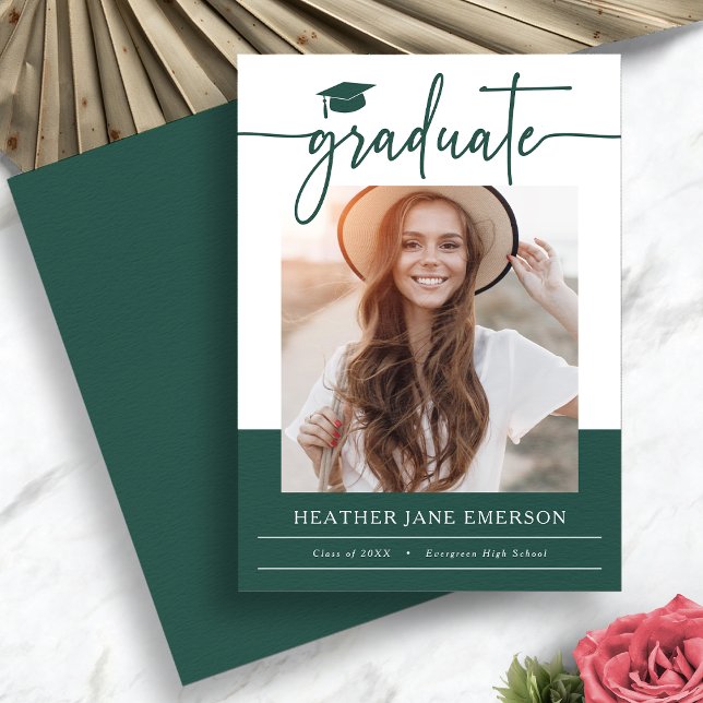 Green Modern Graduation Announcement (Green Modern Photo Graduation Announcement by Painted Paperie
)