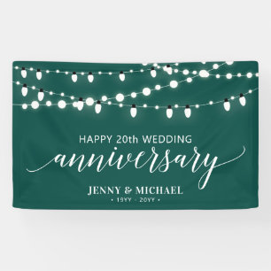 Green Modern Happy 20th Wedding Anniversary Banner