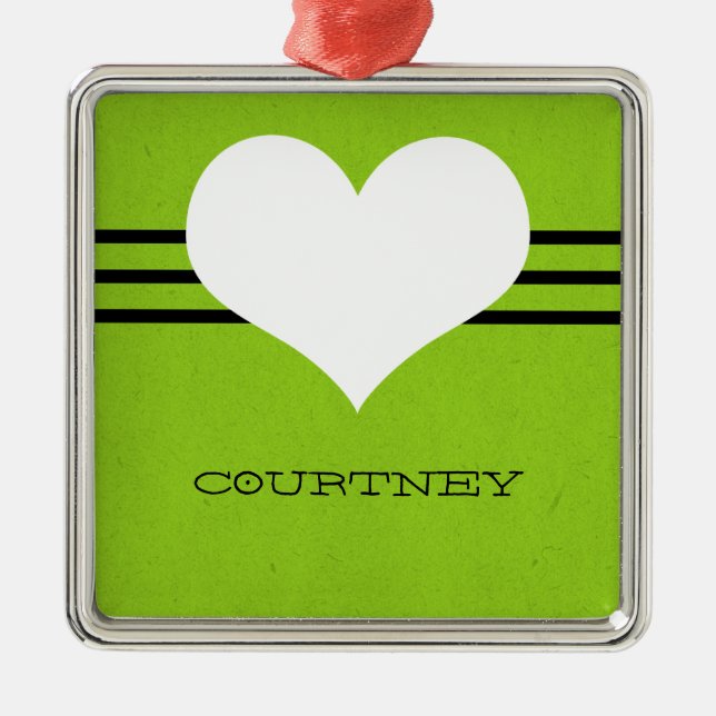 Green Modern Heart Ornament (Front)