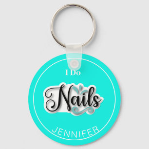 Green Modern I Do Nails Nail Technician Keychain