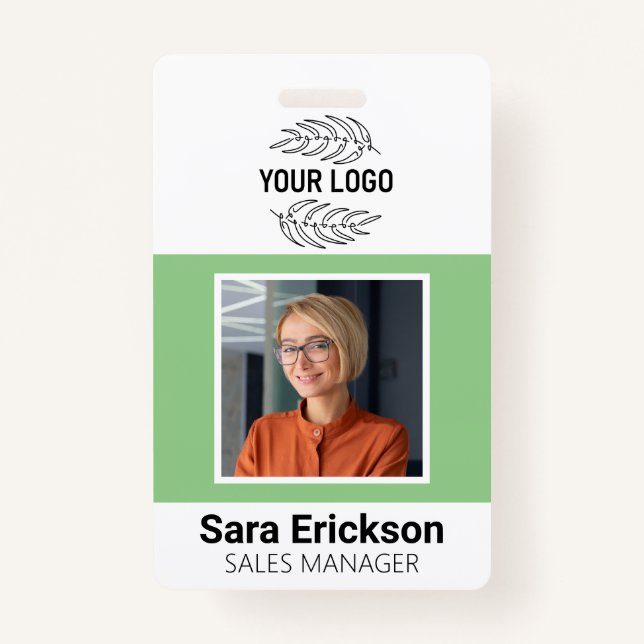 Green Modern ID Card Business Employee Badge (Front)