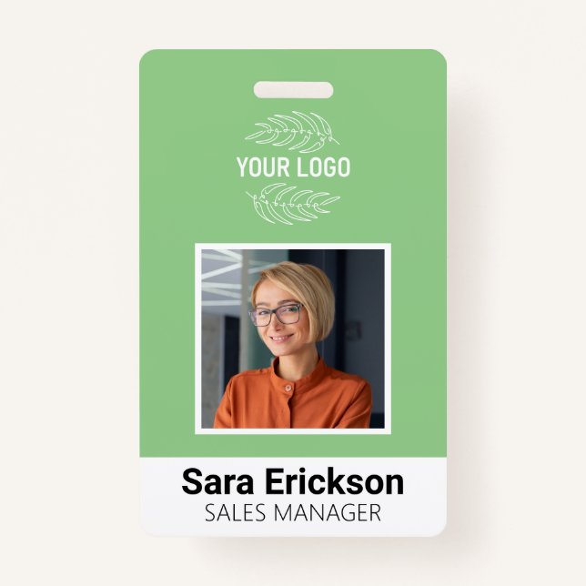 Green Modern ID Card Business Employee Badge (Front)