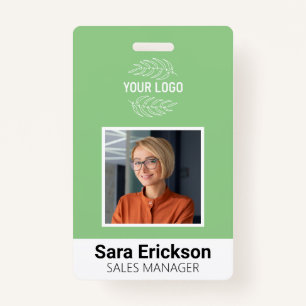 Green Modern ID Card Business Employee QR  Badge