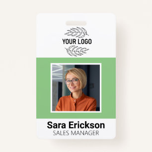 Green Modern ID Card Business Employee QR Badge