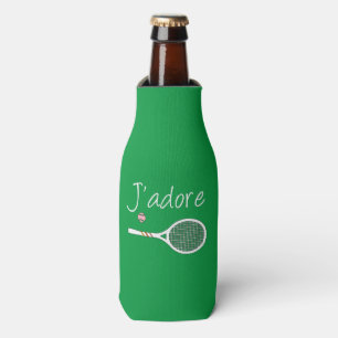 Green Modern J'adore I Love Tennis Bottle Cooler