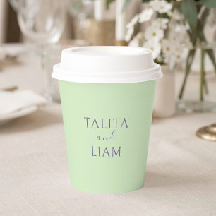 Green Modern Lavender Minimalist Wedding Paper Cups