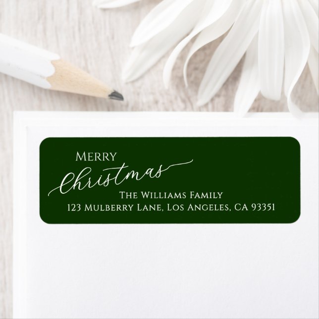 Green Modern Merry Christmas Return Address (En situation)