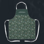 Green modern minimal botanical elegant personalize apron<br><div class="desc">Modern minimum foliage green script personalized apron. Hand painted eucalyptus,  minimal foliage and modern rustic rattan wreath give this design a luxurious feel. In classy greens,  browns,  black,  sage green and greys.</div>
