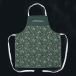 Green modern minimal botanical elegant personalize apron<br><div class="desc">Modern minimum foliage green script personalized apron. Hand painted eucalyptus, minimal foliage and modern rustic rattan wreath give this design a luxurious feel. In classy greens, browns, black, sage green and greys.</div>