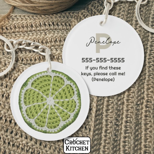 Green Modern Minimal Fresh Crochet Lime Slice Keychain (Creator Uploaded)