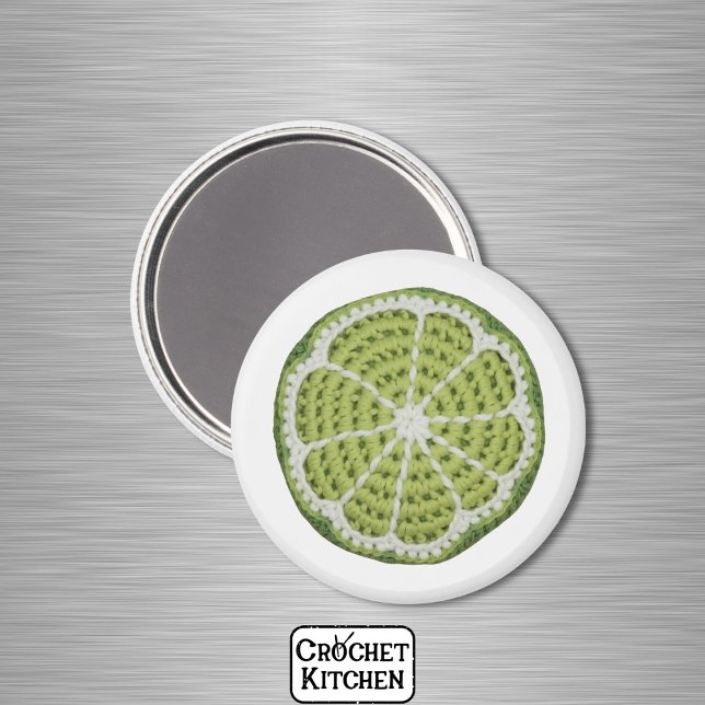 Green Modern Minimal Fresh Crochet Lime Slice Magnet (Creator Uploaded)
