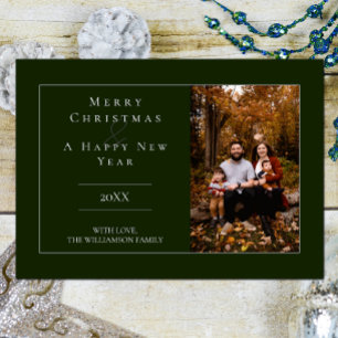 Green Modern Minimalist Photo Holiday Card