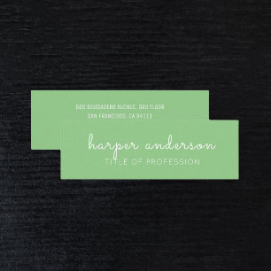 Green Modern Minimalist Professional Mini Business Card