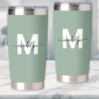 Green Modern Monogram Name