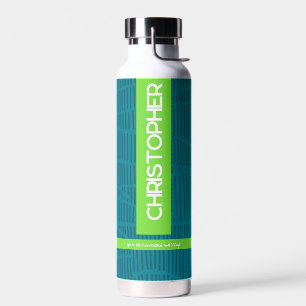 Green Modern Personalized Name Water Bottle