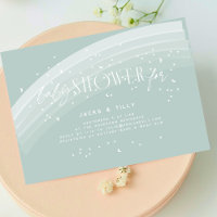 Green Modern Rainbow stars Neutral Baby Shower