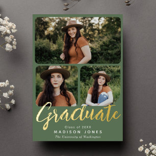 Green Modern Script 4 Photos Graduation Party