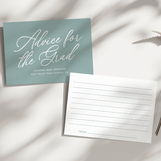Green Modern Script Graduation Advice Card (Creator Uploaded)