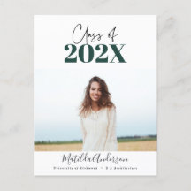 green modern script graduation photo class of 2022