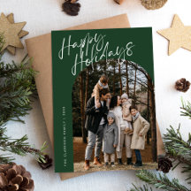 Green Modern Script Happy Holidays Arch 2 Photo