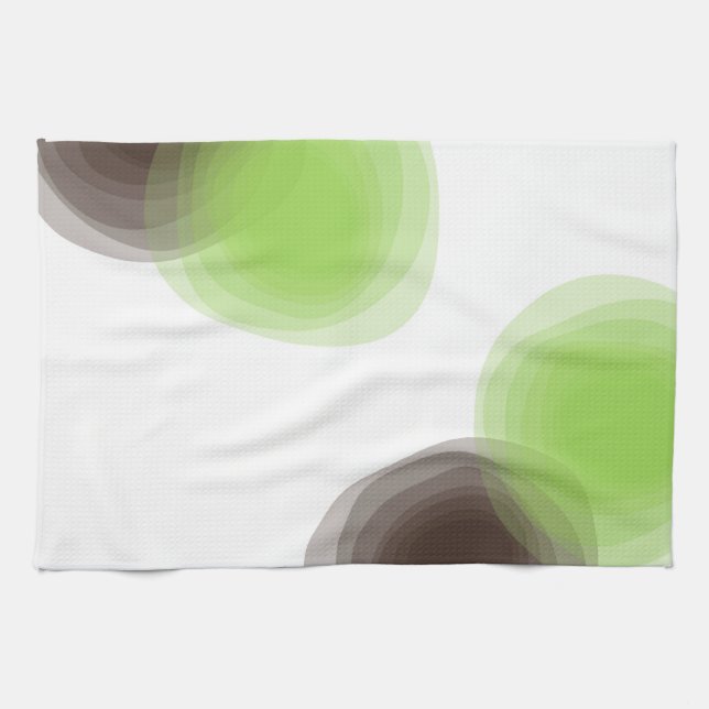 Green, modern, simple, flower abstract graphic kitchen towel (Horizontal)