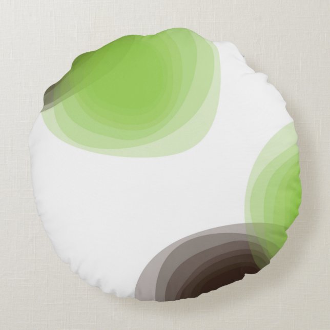 Green, modern, simple, flower abstract graphic round pillow (Back)