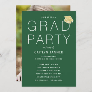 Green Modern Simple Photo Graduation Party Invitation