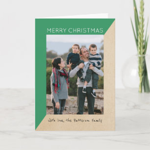 Green Modern Slant Holiday Photo Card