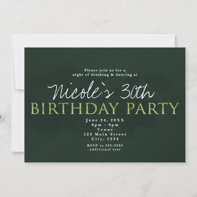 Green Modern Tout âge Anniversaire Fête Invitation (Devant)