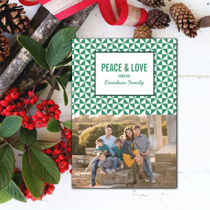 Green Modern Triangles Holiday Photo Card
