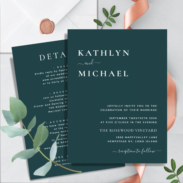 Green Modern Typography All In One Simple Wedding Invitation (Creator Uploaded)