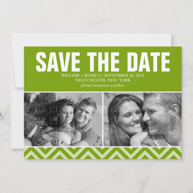 Green Modern Wedding Save the Date (Front)
